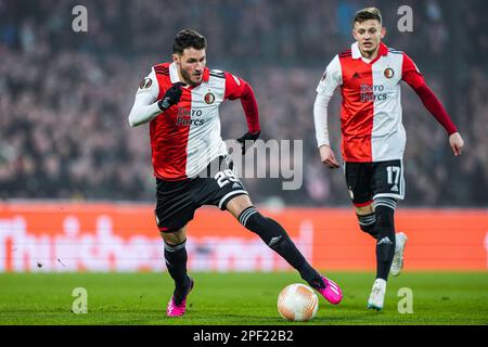 Rotterdam - Santiago Gimenez von Feyenoord während des Spiels Feyenoord gegen Shakhtar Donetsk am 16. März 2023 im Stadion Feijenoord de Kuip in Rotterdam, Niederlande. (Box zu Box Pictures/Tom Bode) Stockfoto