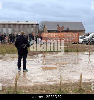 Chipping Norton, Großbritannien - 12. März 2023: Diddly Squat Farm eröffnet von Jeremy Clarkson und Lisa Hogan in Cotswolds. Stockfoto