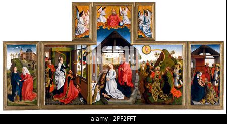 The Nativity von Rogier van der Weyden (c.1399-1464), Tempera und Öl auf Holz, Mitte des 15. Jahrhunderts Stockfoto