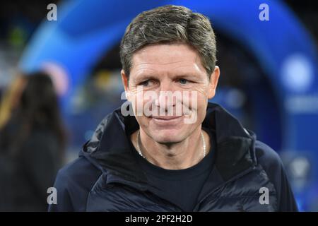 Neapel, Italien. 15. März 2023. Oliver Glasner Cheftrainer von Eintracht Frankfurt während des UEFA Champions League-Spiels zwischen SSC Napoli und Eintracht Frankfurt am 15. März 2023 im Stadio Diego Armando Maradona Naples Italien. Kredit: Franco Romano/Alamy Live News Stockfoto