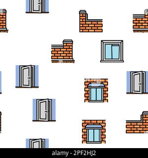 Gebäude Haus Struktur Vektor nahtloses Muster Stock Vektor