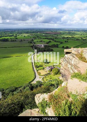 Blick auf die Landschaft von Cheshire von Beeston Castle Stockfoto