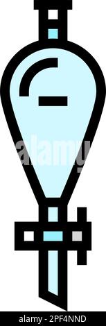 Vektordarstellung des Farbsymbols für den Scheidetrichter für chemische Glaswaren im Labor Stock Vektor