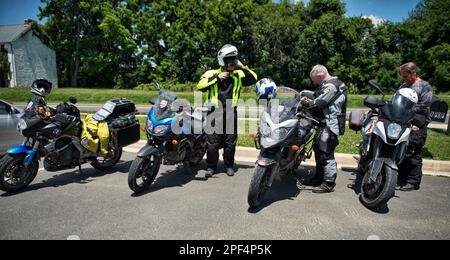 UNITED STATES - Juni 30, 2019: Motorradfahrer Tour die Nebenstraßen der westlichen Loudoun. (Foto von Douglas Graham/WLP) Stockfoto