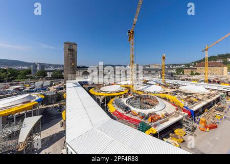 Hauptstation mit Baustelle Stuttgart21, S21, werden insgesamt 28 sogenannte Becherstützen mit Oberlichtern das Dach der Zukunft tragen Stockfoto