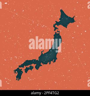Japanische Landkarte. Grunge-Karte des Landes mit verzweifelter Textur. Japanisches Poster. Vektordarstellung. Stock Vektor