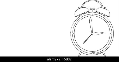 Durchgehende einzeilige Zeichnung eines alten Weckers, Strichgrafiken-Vektordarstellung Stock Vektor