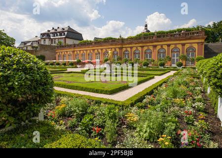 Weilburg im Renaissance-Stil, erbaut 1533, 1572, untere Orangerie mit Obstspalierern, Weilburg an der Lahn, Hessen, Deutschland Stockfoto