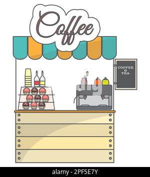 Tea Coffee Street Shop zeigt Vektordarstellung Stock Vektor