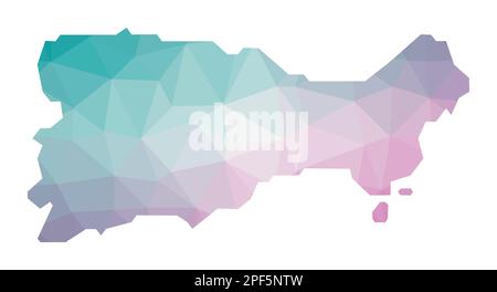 Polygonale Karte von Capri. Geometrische Darstellung der Insel in Smaragd- und Amethystfarben. Capri-Karte in flachem Poly-Stil. Vektorabbildung. Stock Vektor