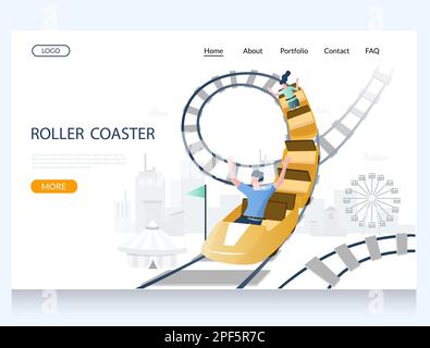 Design-Vorlage für die Landing-Page der Vector-Website für die Achterbahn Stock Vektor