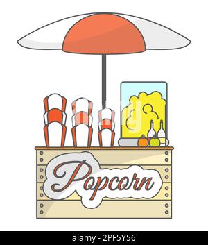 Vector Popcorn, lokaler Straßenmarkt, Flachbild Stock Vektor