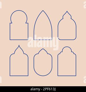 Umriss für orientalische Rahmen festgelegt. Islamische Inspiration. Vektordarstellung, flaches Design Stock Vektor