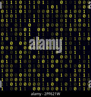 Digitaler Hintergrund. Gelb gefüllter binärer Hintergrund. Kleines nahtloses Muster. Erstaunliche Vektordarstellung. Stock Vektor