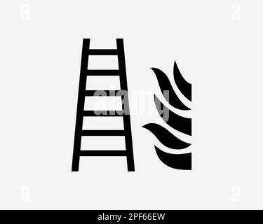 Fire Ladder Steps Brandbekämpfung Ausrüstung Werkzeug Schwarzweiß Silhouette Symbol Symbol Symbol Clipart Grafik Bildmaterial Piktogramm Illustration Vektor Stock Vektor