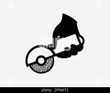 Handheld Schleifmaschine Symbol Schleifpapier Werkzeug Bauarbeiter Vector Schwarzweiß Silhouettensymbol Schild Grafikclipart Illustration Illustration Stock Vektor