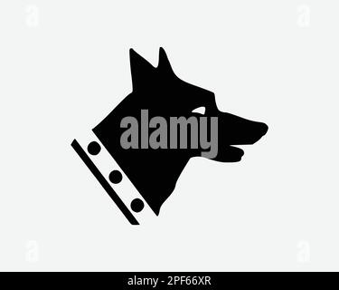 Wachhund Symbol Deutscher Schäferleiter Polizeidienst Hundevektor Schwarzweiß Silhouettensymbol Schild Grafikclipart Bildmaterial Illustration Piktogramm Stock Vektor