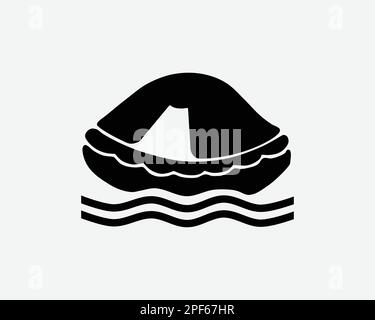 Rettungswagen Rettungswagen Aufblasbarer Rettungswagen Schwimmend Schwarzweiß Silhouette Symbol Grafik Clipart Bildmaterial Piktogramm Vektor Stock Vektor