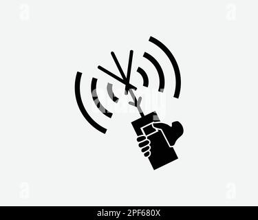 Handheld Satellitenradio Kommunikation Walkie Talkie Signal Schwarz Weiß Silhouette Symbol Symbol Symbol Symbol Grafik Clipart Artwork Abbildung Piktogramm Vec Stock Vektor
