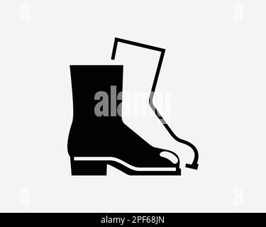 Hohe Gummistiefel Schuhe Gummistiefel Schwarz Weiß Silhouette Schildsymbol Clipart Grafik Bildmaterial Piktogramm Illustration Vektor Stock Vektor