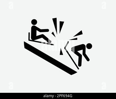 Toboggan Unfallsymbol Tobogganing Collide Dangerous Vector Black White Silhouette Symbol Sign Graphic Clipart Artwork Illustration Piktogramm Stock Vektor