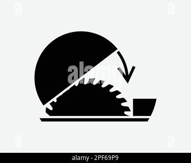 Tischsäge Holzmetallschneider Tischlermaschine Schwarz Weiß Silhouettensymbol Zeichen Grafik Clipart Bildmaterial Abbildung Piktogramm Vektor Stock Vektor