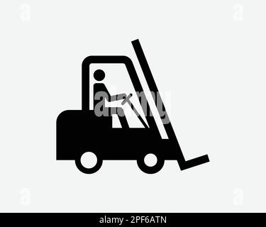 Gabelstaplersymbol Gabelstapler Lieferwagen Lader Lkw-Hebebühne Schwarz Weiß Silhouettensymbol Schild Grafik Clipart Artwork Piktogrammvektor Stock Vektor