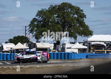 Sebring, Florida, USA - 16/03/2023, 60 BLOMQVIST Tom (mco), BRAUN Colin (usa), CASTRONEVES Helio (usa), Meyer Shank Racing mit Bordstein Agajanian, Acura ARX-06, Action während der Mobil 1 zwölf Stunden Sebring 2023, 2. Runde der IMSA SportsCar Championship 2023, vom 15. Bis 18. März 2023 auf dem Sebring International Raceway in Sebring, Florida, USA - Foto: Julien Delfosse/DPPI/LiveMedia Stockfoto