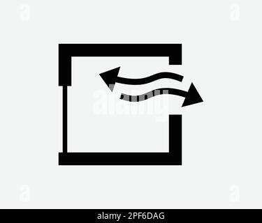 Lüftungsfenster Luftstromaustausch Ventilator Schwarzweiß Silhouettensymbol Schild Grafikclipart Bildmaterial Piktogramm Vektor Stock Vektor