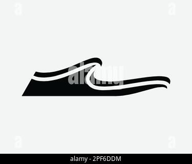 Wasserwellen Symbol Gezeitenwelle Meer Gezeiten Tsunami Form Surfen Schwarze Weiße Silhouette Symbol Schild Grafikbereich Bildmaterial Illustration Piktogramm Stock Vektor