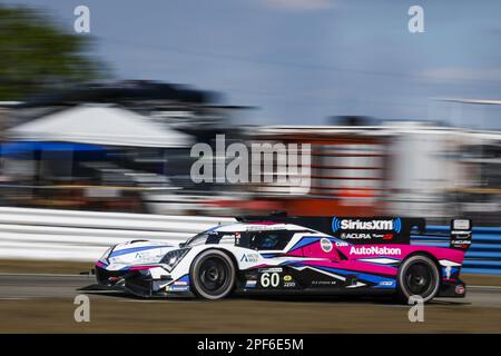 Sebring, Florida, USA - 16/03/2023, 60 BLOMQVIST Tom (mco), BRAUN Colin (usa), CASTRONEVES Helio (usa), Meyer Shank Racing mit Bordstein Agajanian, Acura ARX-06, Action während der Mobil 1 zwölf Stunden Sebring 2023, 2. Runde der IMSA SportsCar Championship 2023, vom 15. Bis 18. März 2023 auf dem Sebring International Raceway in Sebring, Florida, USA - Foto: Julien Delfosse/DPPI/LiveMedia Stockfoto