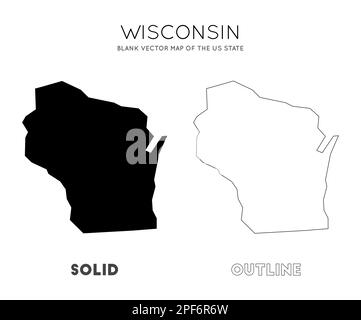 Karte von Wisconsin. Leere Vektorkarte des US-Bundesstaates. Borders of Wisconsin für Ihre Infografik. Vektorabbildung. Stock Vektor