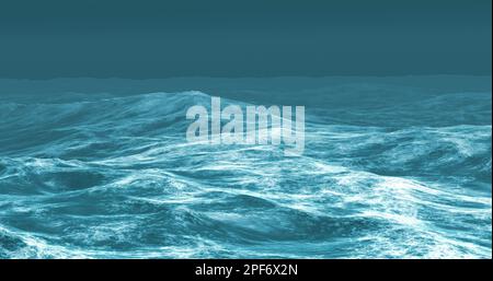 Bild des blauen Meeres und der Wellen vor grauem Hintergrund Stockfoto