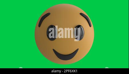 Komposition des lächelnden Emoji-Symbols auf grünem Bildschirmhintergrund Stockfoto