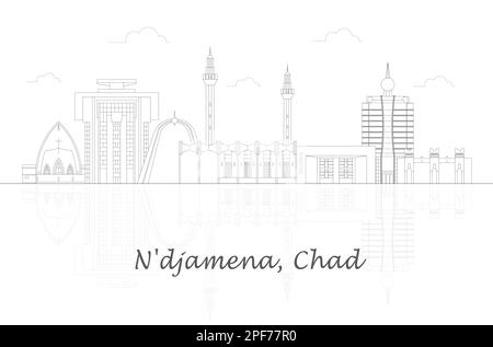 Skizzieren Skyline Panorama der Stadt N'Djamena, Tschad - Vektor-Illustration Stock Vektor