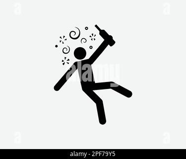 Symbol Betrunkene Person Berauscht Alkohol Trinken Dizzy Vector Schwarze Weiße Silhouette Symbol Zeichen Grafik Clipart Artwork Illustration Piktogramm Stock Vektor