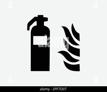 Feuerlöscher Flammschutzvorrichtung Unterdrückung Schwarz Weiß Silhouette Symbol Symbol Symbol Symbol Clipart Grafik Bildmaterial Piktogramm Illustration Vektor Stock Vektor