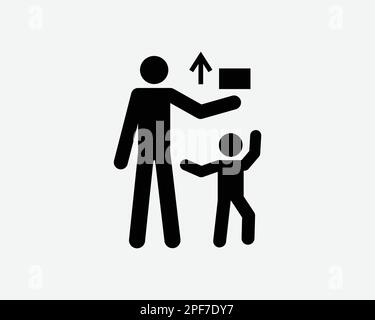 Außerhalb der Reichweite von Kindern aufbewahren Kindersicherheit Sicherheit Sicherheit Kindersicherheit Schwarzweiß Silhouettensymbol Schild GrafikClipart Bildmaterial Piktogramm Vektor Stock Vektor