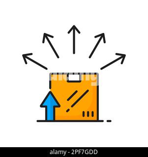 ERP-Farbsymbol für Bestandskontrolle. Vector-Geschäftsmanagement, Infografiken zur Ressourcenplanung für Unternehmen, Box mit Pfeilen, Frachtkontrolle für Lieferungen Stock Vektor