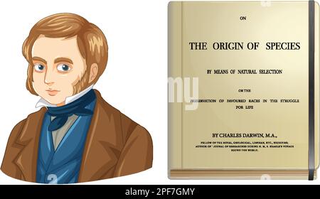 Charles Darwin und die Herkunft des Artenbuchs Stock Vektor