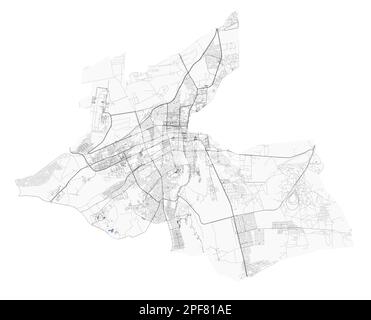 Al-Ain-Karte, Verwaltungsgebiet der Stadt. Vereinigte Arabische Emirate - detaillierter Stadtplan. Vektor-Iustration mit Straßen, Parks. Stock Vektor