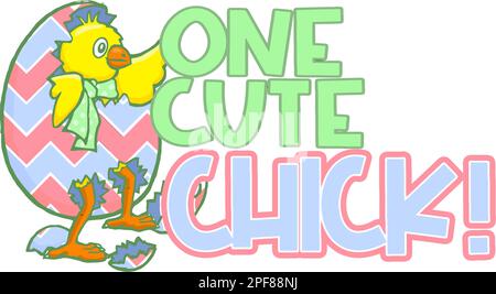 Eine süße Tussi mit Tussi, die aus dem Ei ausbricht Stock Vektor