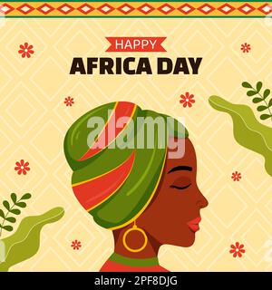 Happy Africa Day Social Media Hintergrundillustration Handgezeichnete Cartoon-Vorlagen Stock Vektor