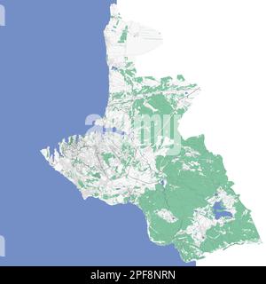 Sewastopol-Vektorkarte. Detaillierte Karte des Verwaltungsgebiets der Stadt Sewastopol. Stadtpanorama. Unentgeltliche Vektordarstellung. Gliederungsplan mit Bui Stock Vektor