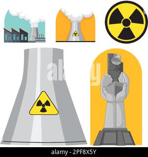Abbildung: Nuklearsymbole auf weißem Hintergrund Stock Vektor
