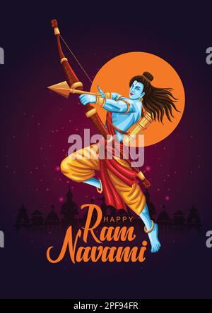 Frohes RAM Navami Festival in Indien. Lord Rama Geburtstag. Entwurf einer vektordarstellung Stock Vektor