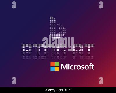 Bard AI Digital Logo-Konzept mit gepunkteten Linien. Künstliche Intelligenz bot von Microsoft. KI-Chat-bot Stock Vektor