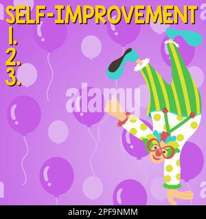 Schild mit der Kennzeichnung „Selbstverbesserung“. Wort für Wort, um sich selbst zu einem besseren oder sachkundigeren zu machen Stockfoto