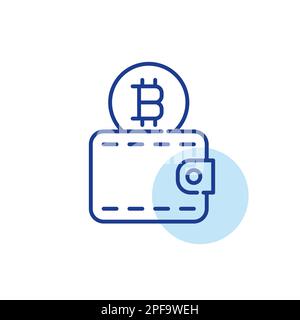 Bitcoin-Geldbörse. Moderne Blockchain-Währung. Pixelgenaue, bearbeitbare Kontur Stock Vektor