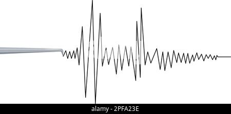 Seismographische Darstellung des Erdbeben- oder Polygrafen-Testwellenvektors Stock Vektor